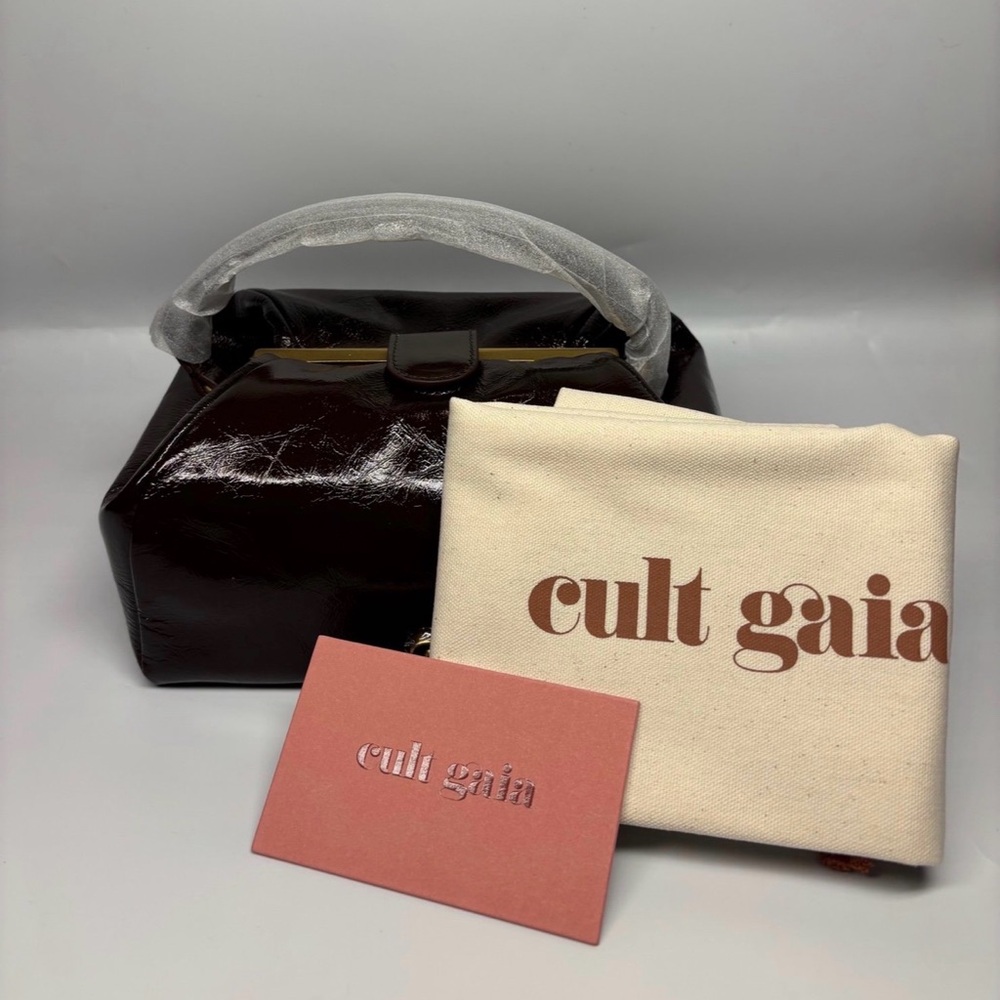 Cult Gaia Dark Brown Glossy Handbag